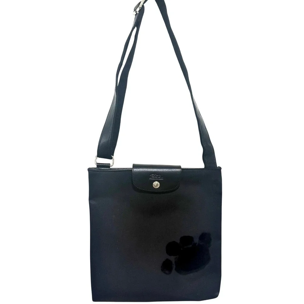 Vintage Longchamp Le Pliage "Déposé" Crossbody / Shoulder Bag Black Nylon France - Picture 3 of 13